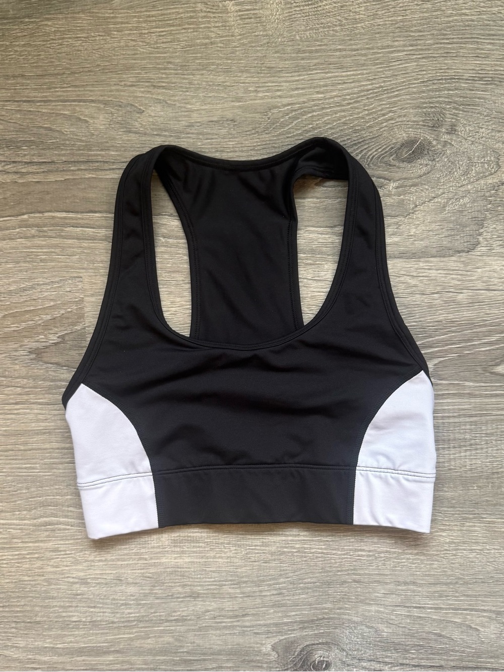 Fabletics Women’s Small Black & White Racerback Medium Support Sports Bra